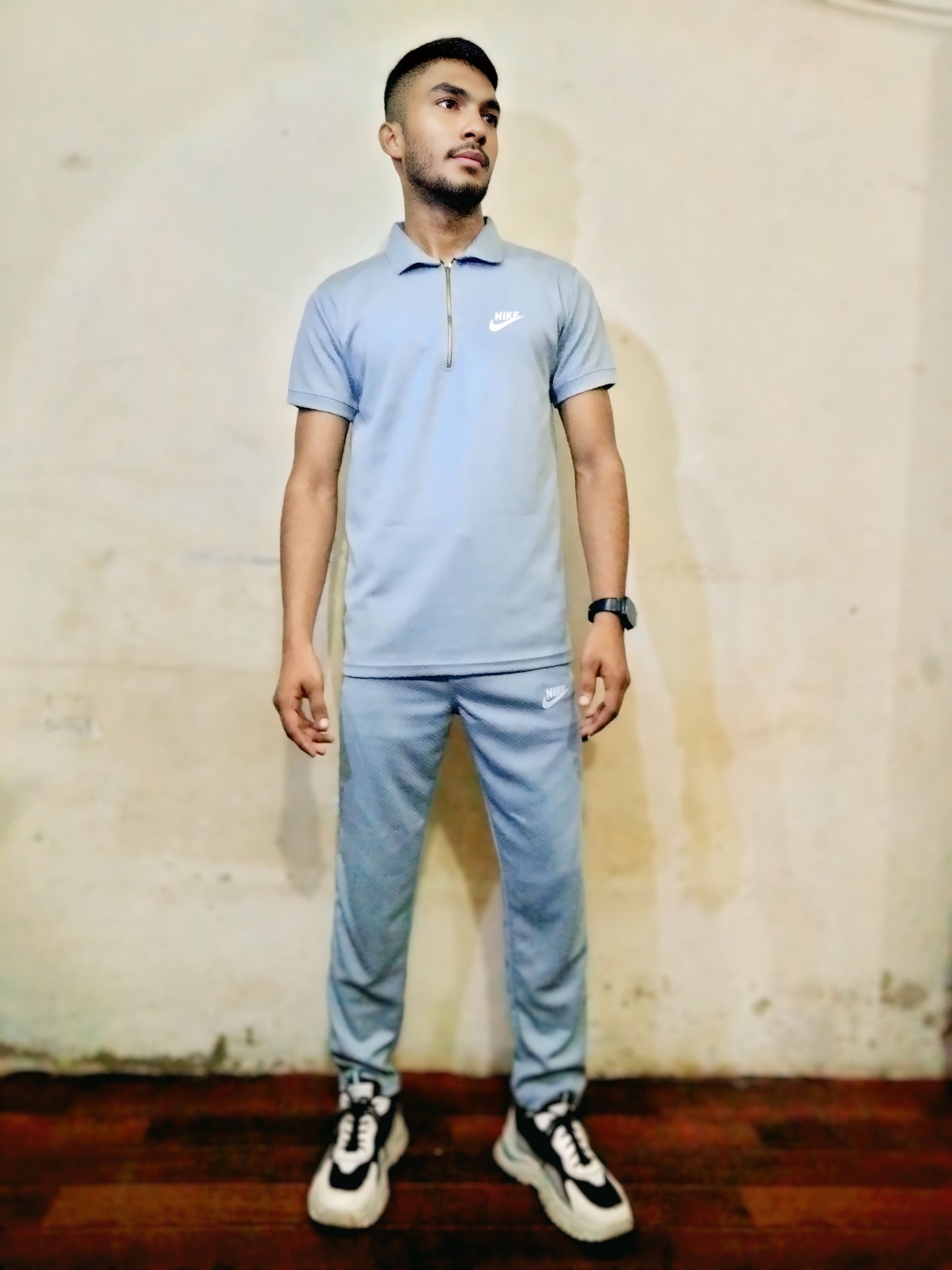 Nike Trend Sportswear Polo Shirt Heavyweight Men's Small Grey White Red NSW New
