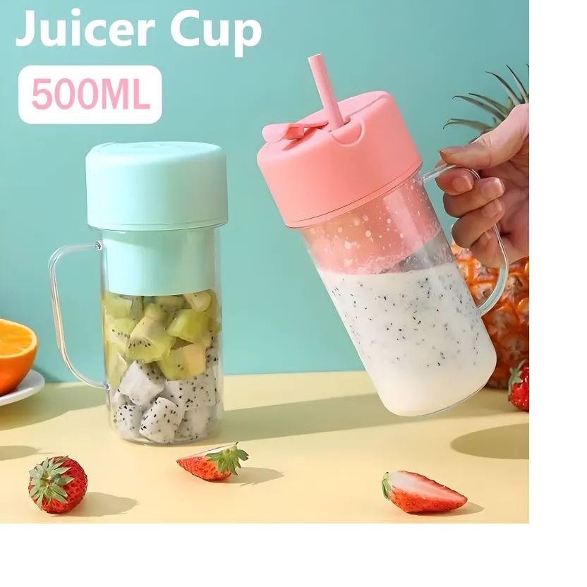 500ml Portable Juicer With Straw USB Electric Stainless Steel Fruit Juicer Cup Extractor Blender Juice Maker Machine For Kitchen