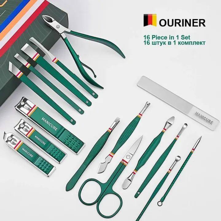 16 in 1 Nail Cutter Set Stainless Steel Nail Clippers Set With Folding Bag Manicure Cutter Kits Scissors Beauty Tool