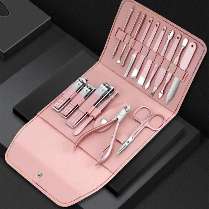 16 in 1 Nail Cutter Set Stainless Steel Nail Clippers Set With Folding Bag Manicure Cutter Kits Scissors Beauty Tool