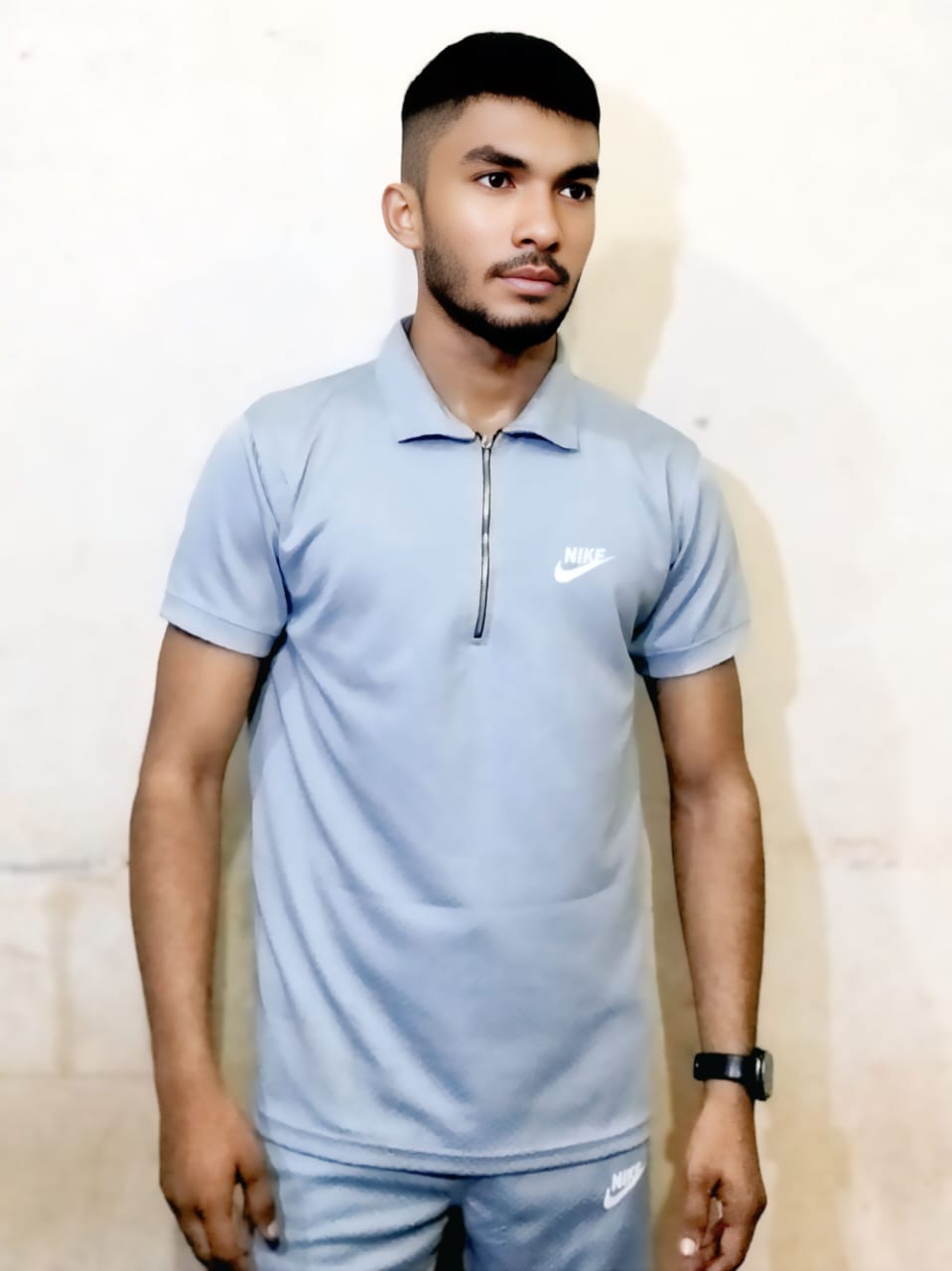 Nike Trend Sportswear Polo Shirt Heavyweight Men's Small Grey White Red NSW New