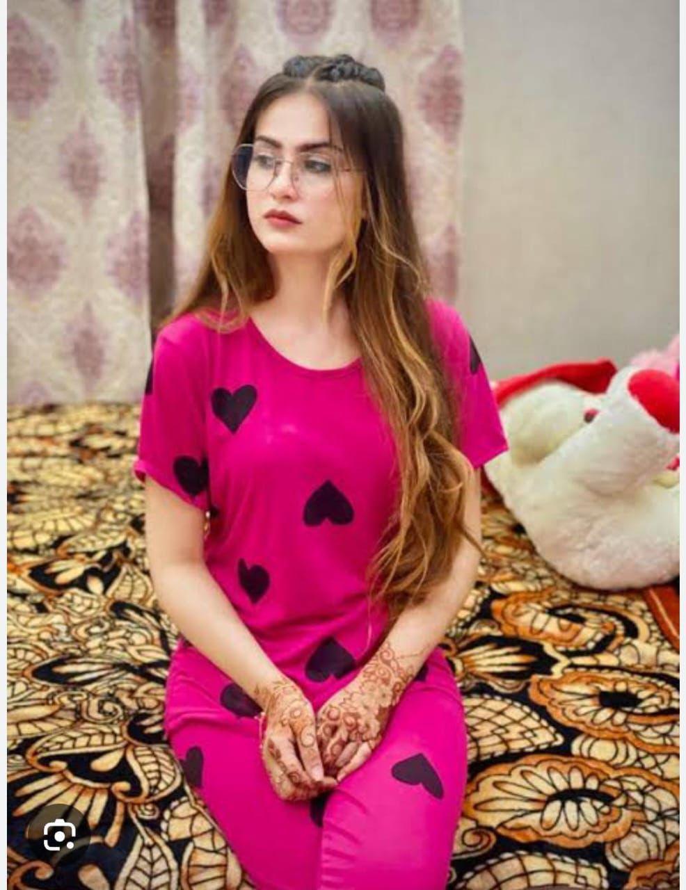 Comfortable 2 Pcs Women's Night Suit in Cotton Jersey - Plain Pink