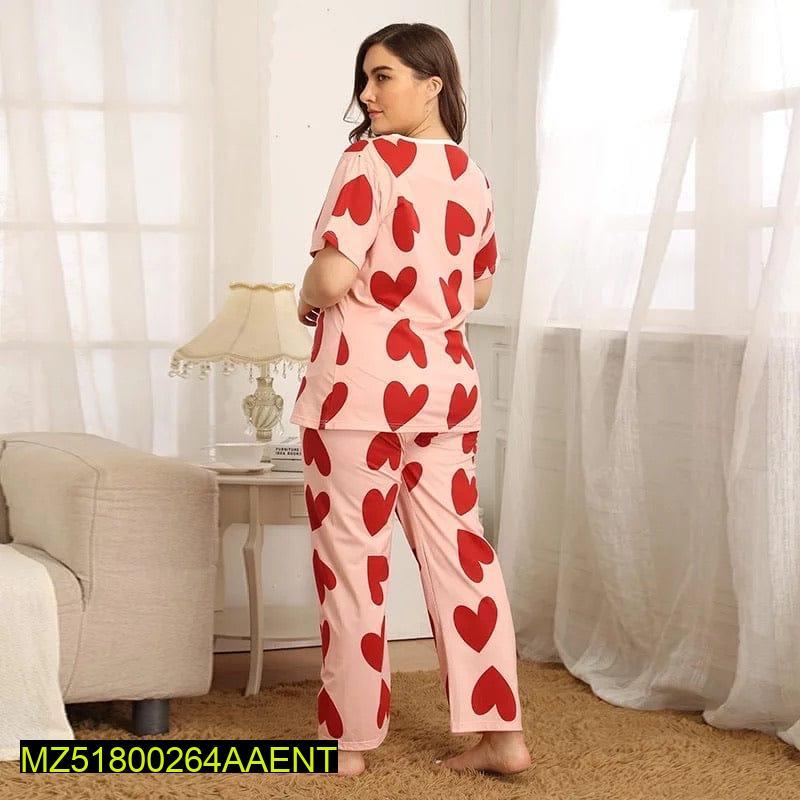 2 Pcs Women's Stitched Polyester Dry Fit Sleepwear