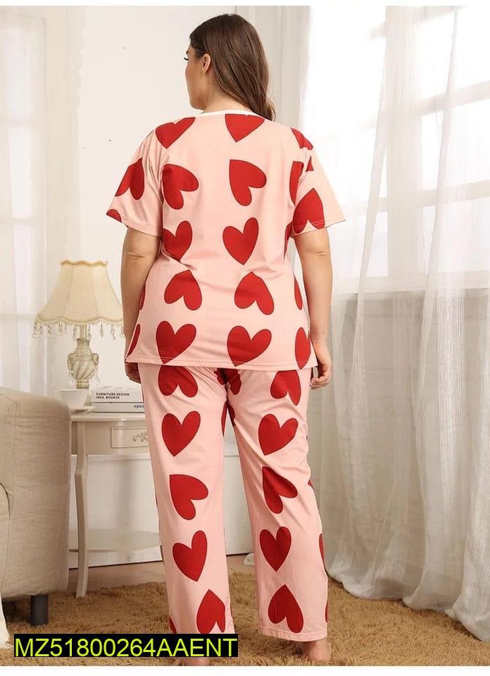 2 Pcs Women's Stitched Polyester Dry Fit Sleepwear