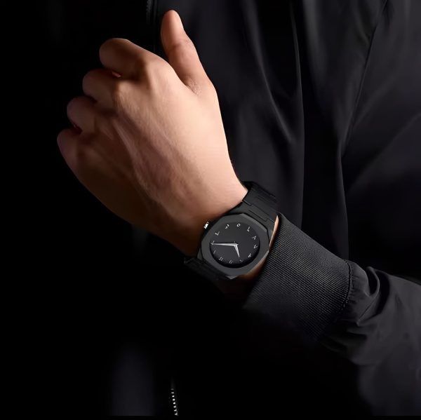 Aura Quartz Watch Black Lightweight Design Arabic Dial Black cobra