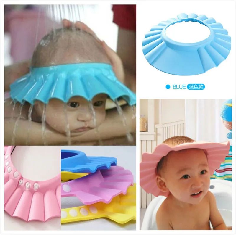 Baby Shower Cap Children Safe Bath Bathing Shampoo Caps Wash Hair Adjustable Elastic Shield for Kids