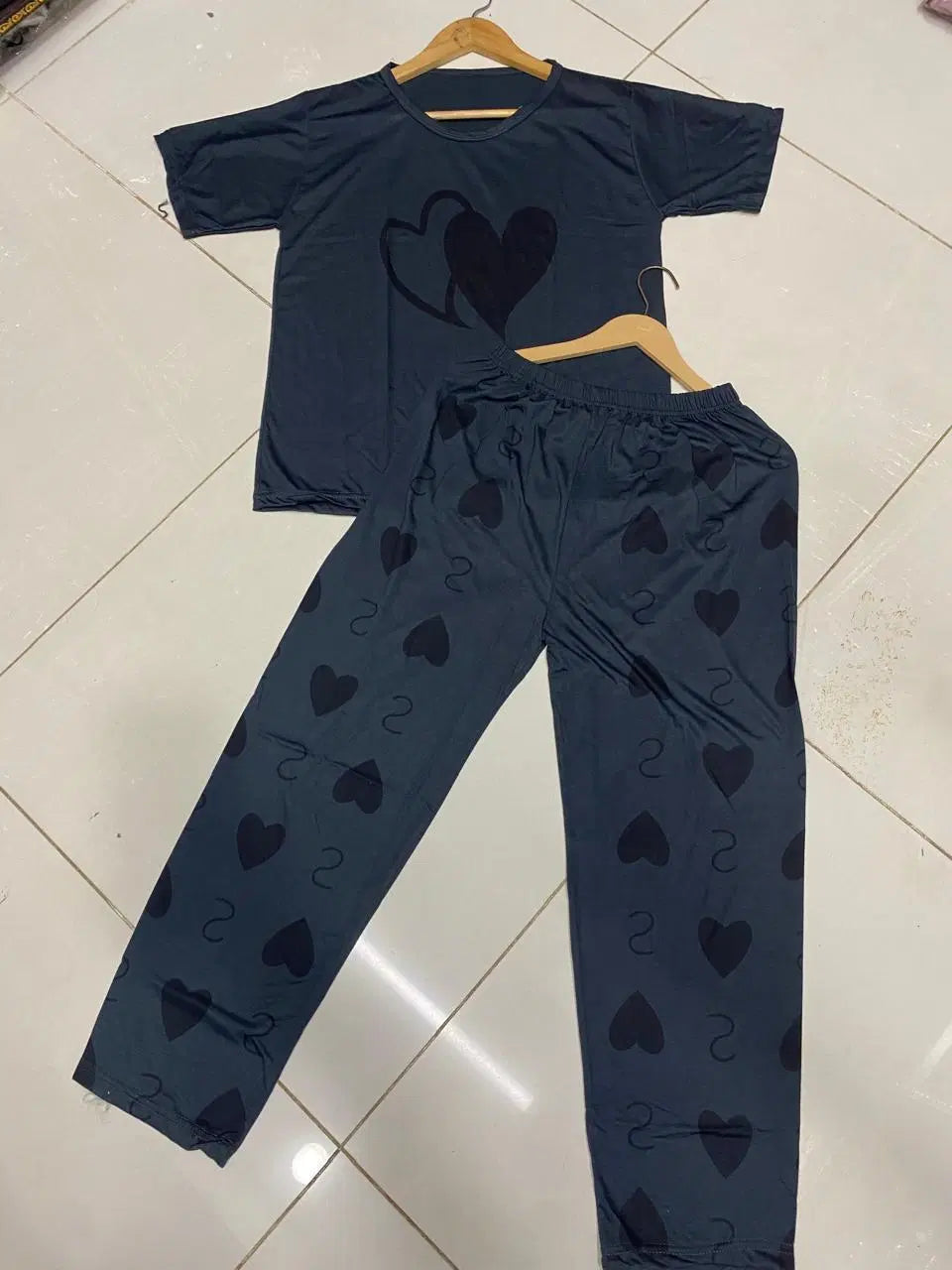 Comfortable Cotton Jersey Printed Night Suit - 2 Pcs Set