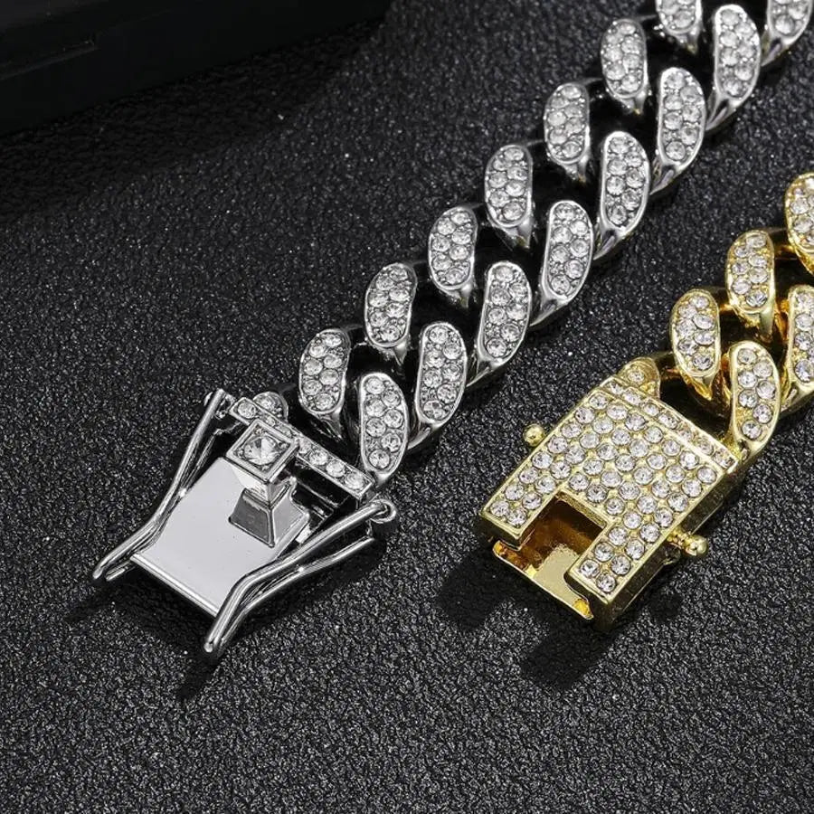 Gold & Silver Plated Rhinestone Chain Bracelet