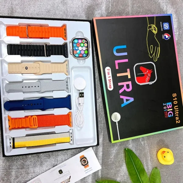 S10 Ultra 2 Smart Watch for Kids Adults | 7 Stylish Straps | Titanium Body | Magnetic Charger | Water Resistant