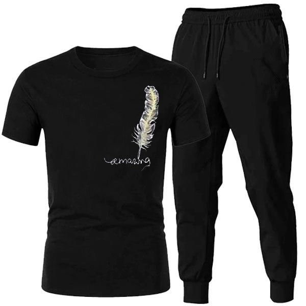 Tracksuit Amazing Trendy Smart Black T Shirt And Trouser For Boys & Men | Fitness Training Muscle Workout Gym Track Suit For Men