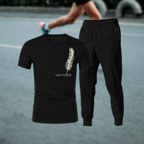 Tracksuit Amazing Trendy Smart Black T Shirt And Trouser For Boys & Men | Fitness Training Muscle Workout Gym Track Suit For Men