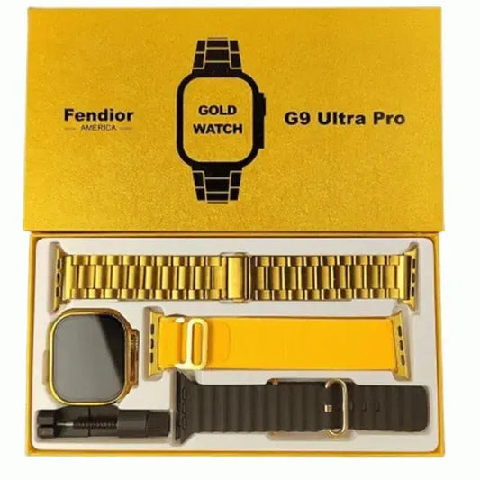 G9 Ultra Pro Smart Watch ( Golden Edition ) Smartwatch With 3 Straps