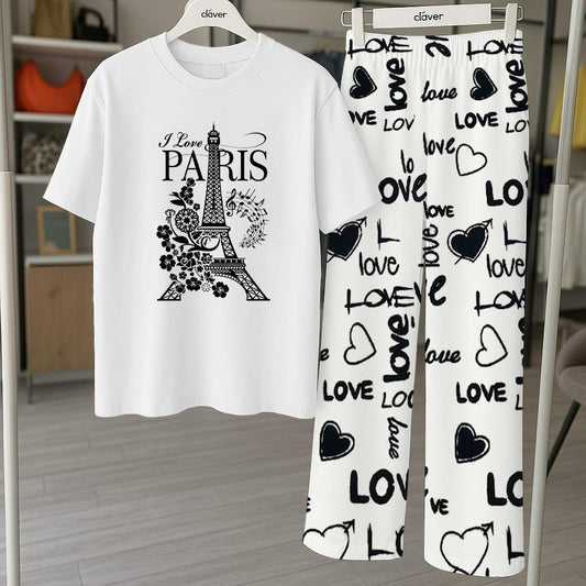 2 Pcs Printed Jersey Women's Night Suit - Stylish Comfort for Every Night