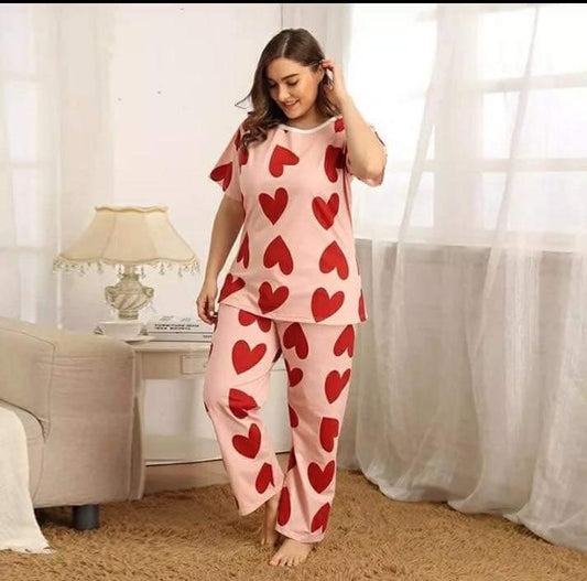 2 Pcs Women's Stitched Polyester Dry Fit Sleepwear