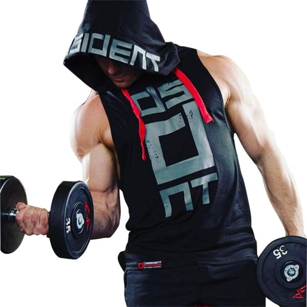 Black Gym Sleeveless Hood Tracksuit – Black Gym Sleeveless Hood Summer Tracksuit – Ready To Wear 2-piece Set | Men’s Sports &amp; Jogging Wear