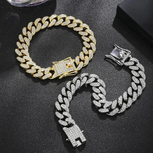 Gold &amp; Silver Plated Rhinestone Chain Bracelet