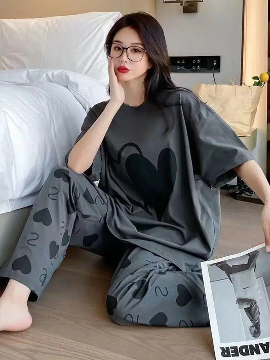 Comfortable Cotton Jersey Printed Night Suit - 2 Pcs Set