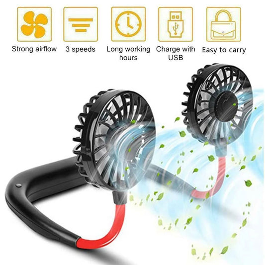 Neck Fan Adjustment Fan Hands-free Hanging Rechargeable Mini Sports Fans